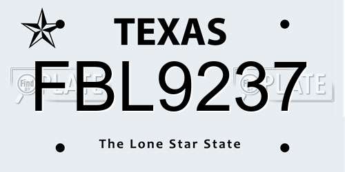 FBL9237 Texas License Plate
