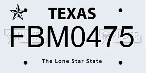 FBM0475 Texas License Plate