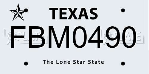 FBM0490 Texas License Plate