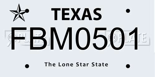 FBM0501 Texas License Plate