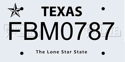 FBM0787 Texas License Plate