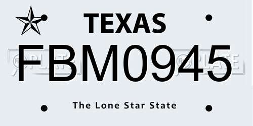FBM0945 Texas License Plate