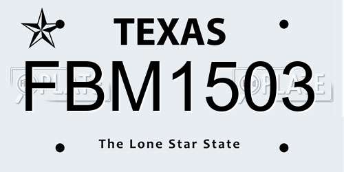 FBM1503 Texas License Plate