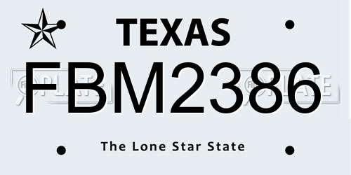 FBM2386 Texas License Plate