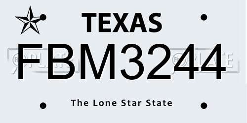FBM3244 Texas License Plate