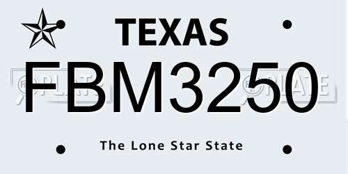 FBM3250 Texas License Plate