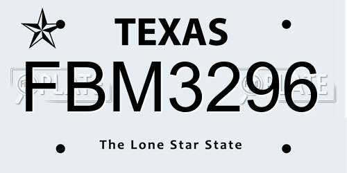 FBM3296 Texas License Plate