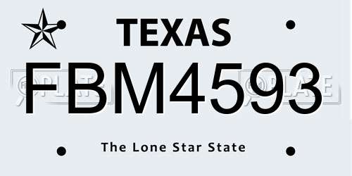 FBM4593 Texas License Plate