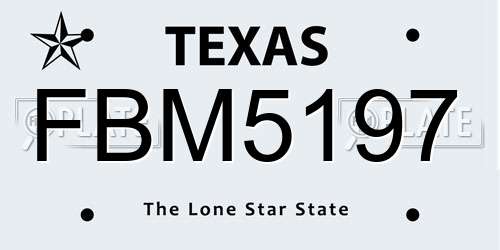 FBM5197 Texas License Plate