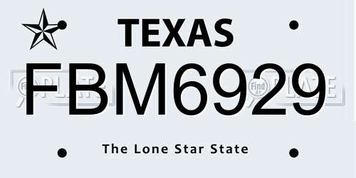 FBM6929 Texas License Plate