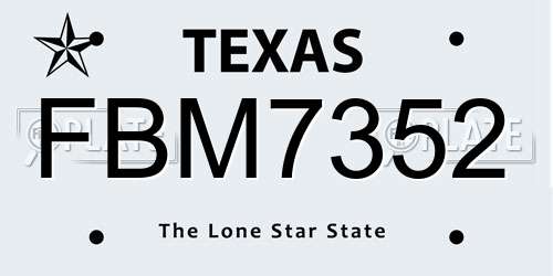 FBM7352 Texas License Plate