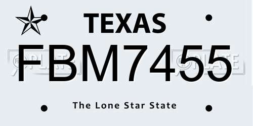 FBM7455 Texas License Plate