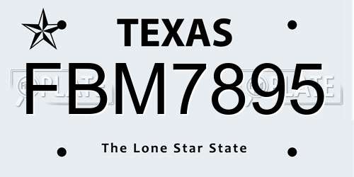 FBM7895 Texas License Plate