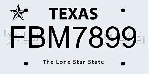 FBM7899 Texas License Plate