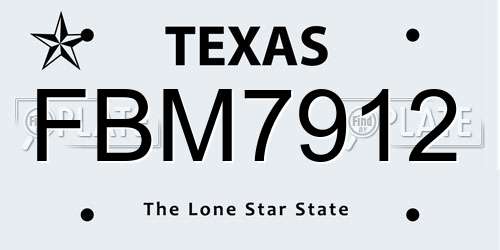 FBM7912 Texas License Plate