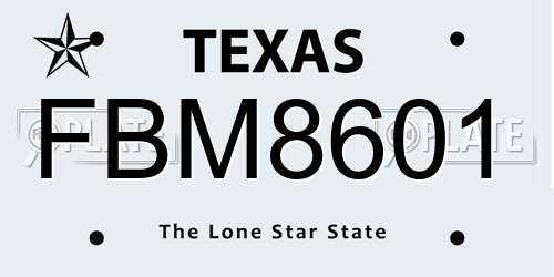FBM8601 Texas License Plate