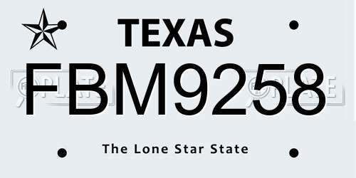 FBM9258 Texas License Plate