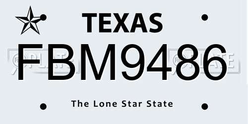 FBM9486 Texas License Plate