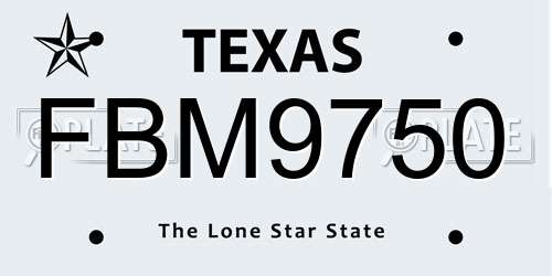 FBM9750 Texas License Plate