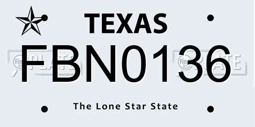 FBN0136 Texas License Plate