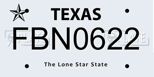 FBN0622 Texas License Plate