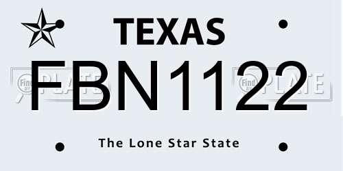 FBN1122 Texas License Plate