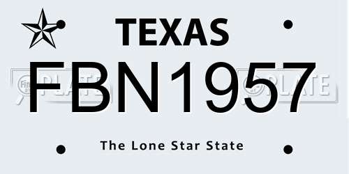 FBN1957 Texas License Plate