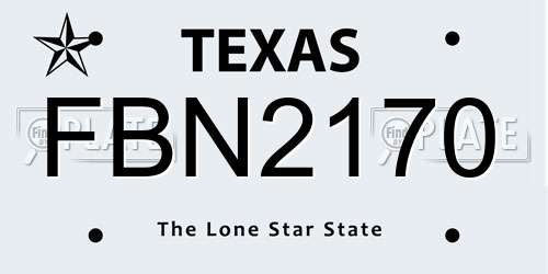 FBN2170 Texas License Plate