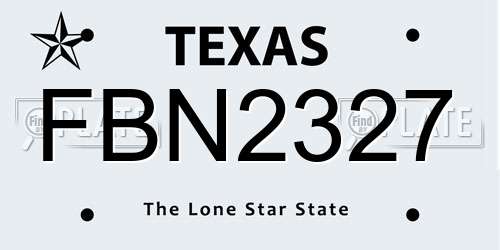 FBN2327 Texas License Plate