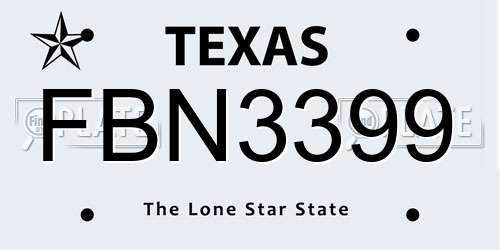 FBN3399 Texas License Plate