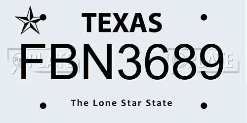 FBN3689 Texas License Plate