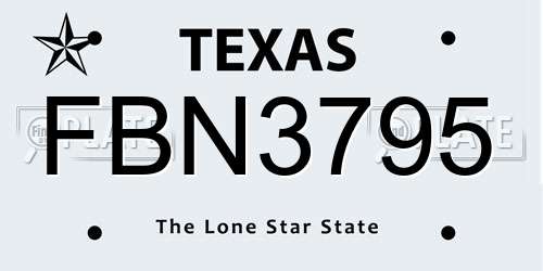 FBN3795 Texas License Plate
