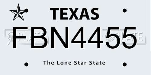 FBN4455 Texas License Plate
