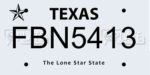 FBN5413 Texas License Plate