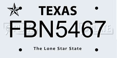 FBN5467 Texas License Plate