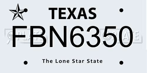FBN6350 Texas License Plate