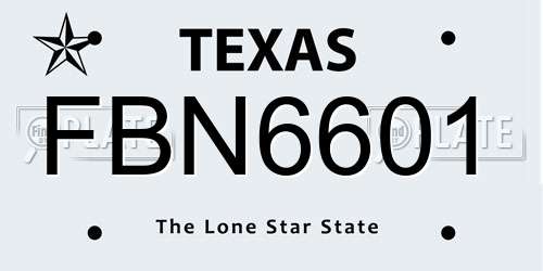 FBN6601 Texas License Plate