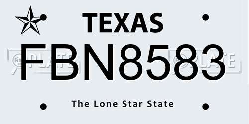 FBN8583 Texas License Plate