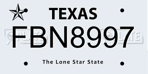 FBN8997 Texas License Plate