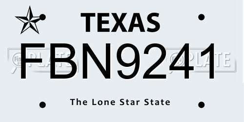 FBN9241 Texas License Plate