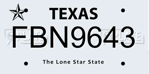 FBN9643 Texas License Plate