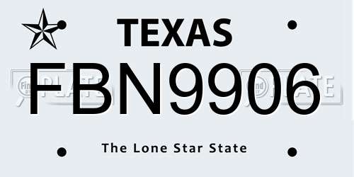 FBN9906 Texas License Plate
