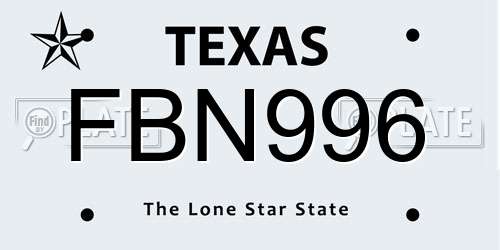 FBN996 Texas License Plate