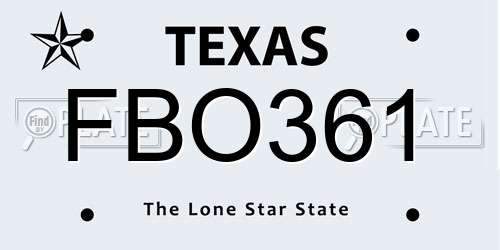 FBO361 Texas License Plate