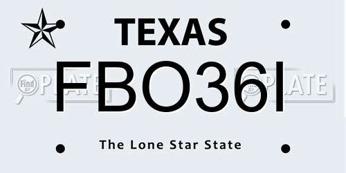 FBO36I Texas License Plate