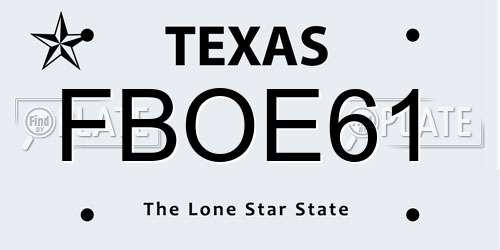 FBOE61 Texas License Plate