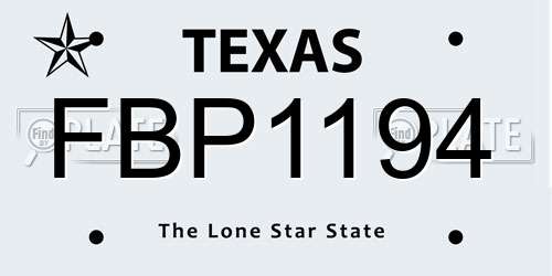 FBP1194 Texas License Plate