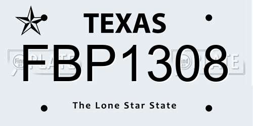 FBP1308 Texas License Plate