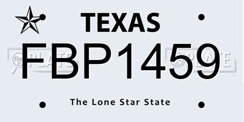 FBP1459 Texas License Plate