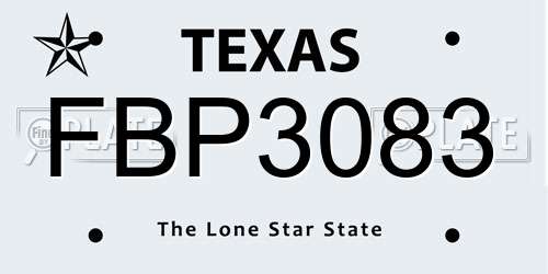 FBP3083 Texas License Plate